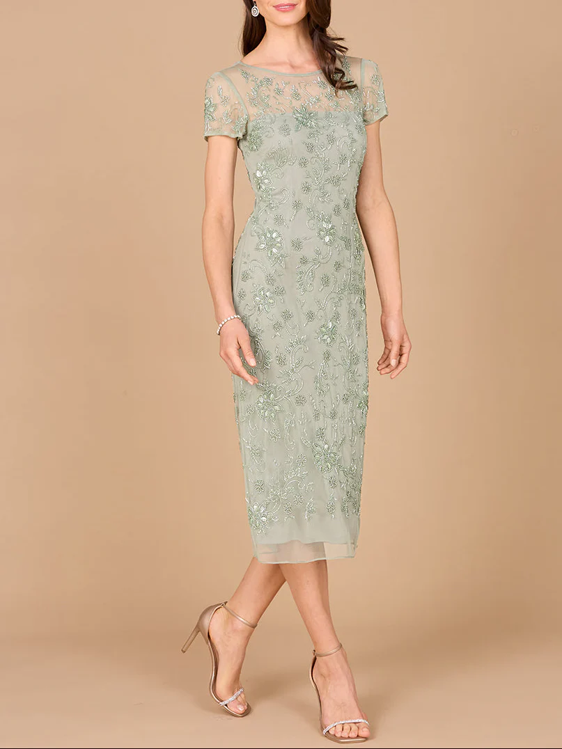 Beaded Midi Dress with Cap Sleeves - Image 2