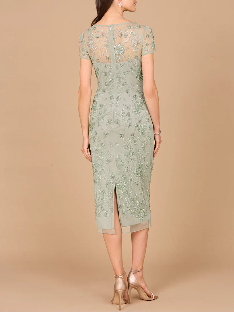 Beaded Midi Dress with Cap Sleeves - Image 3