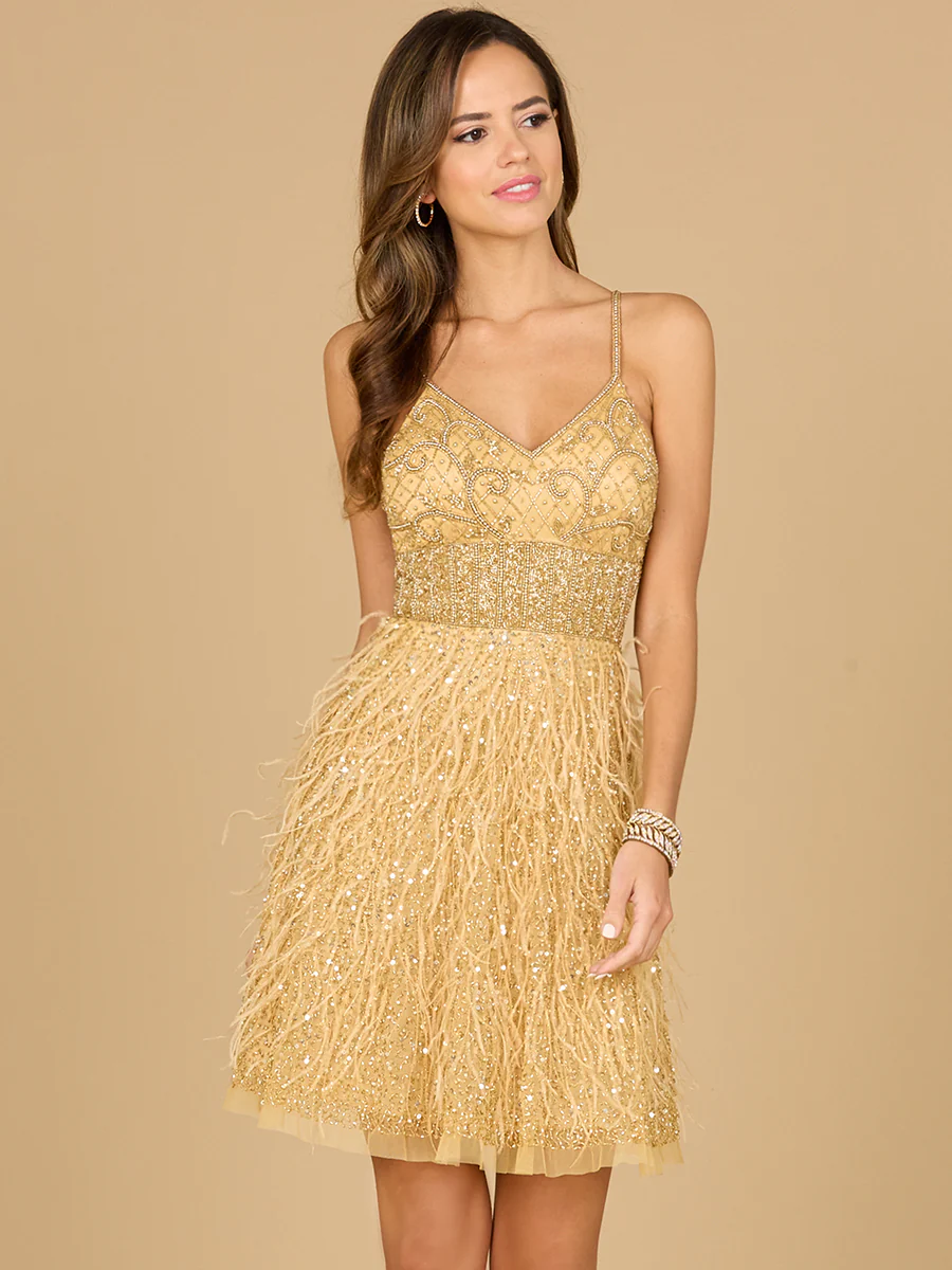 Beaded, Feather Cocktail Short - Image 2