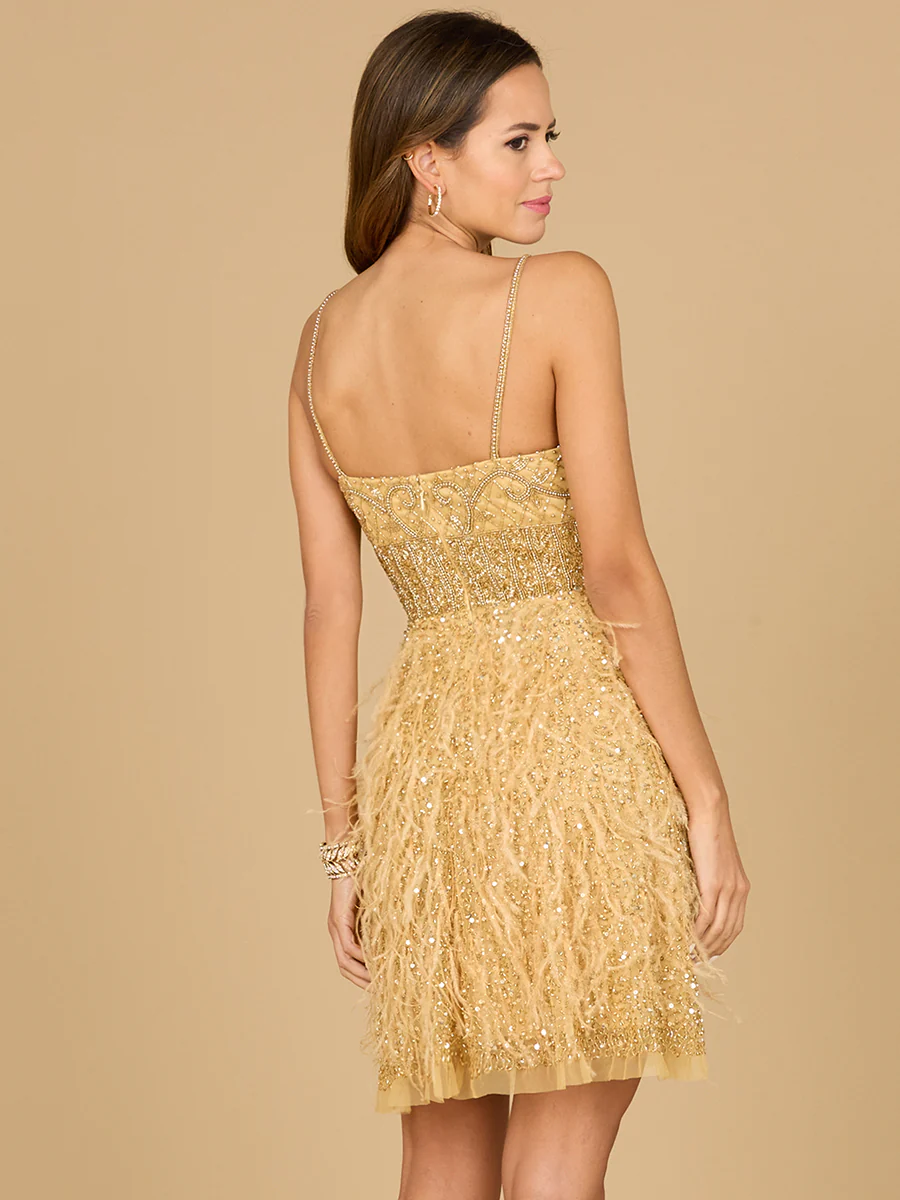 Beaded, Feather Cocktail Short - Image 3