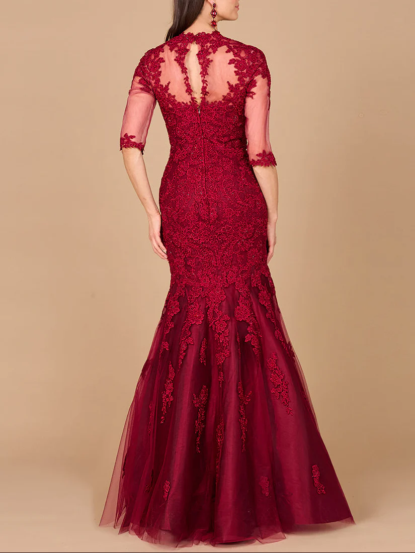 Long Sleeve, Mermaid Lace Gown - Image 2