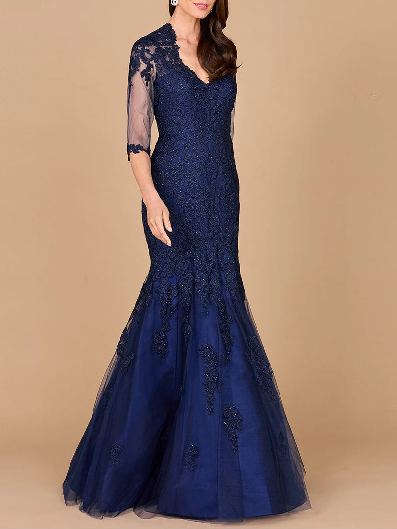 Long Sleeve, Mermaid Lace Gown - Image 3