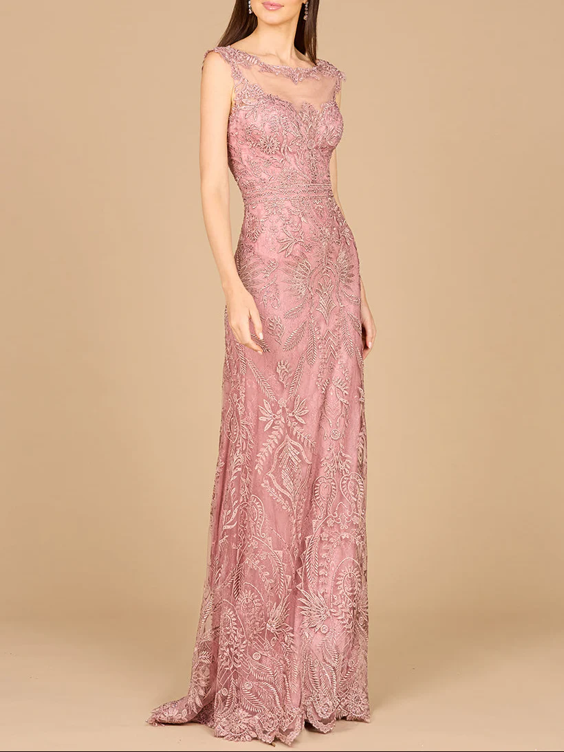 Detachable Half Sleeve Lace Sheath Gown - Image 5
