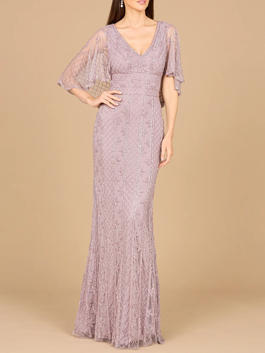 Cape Sleeve Mermaid Gown