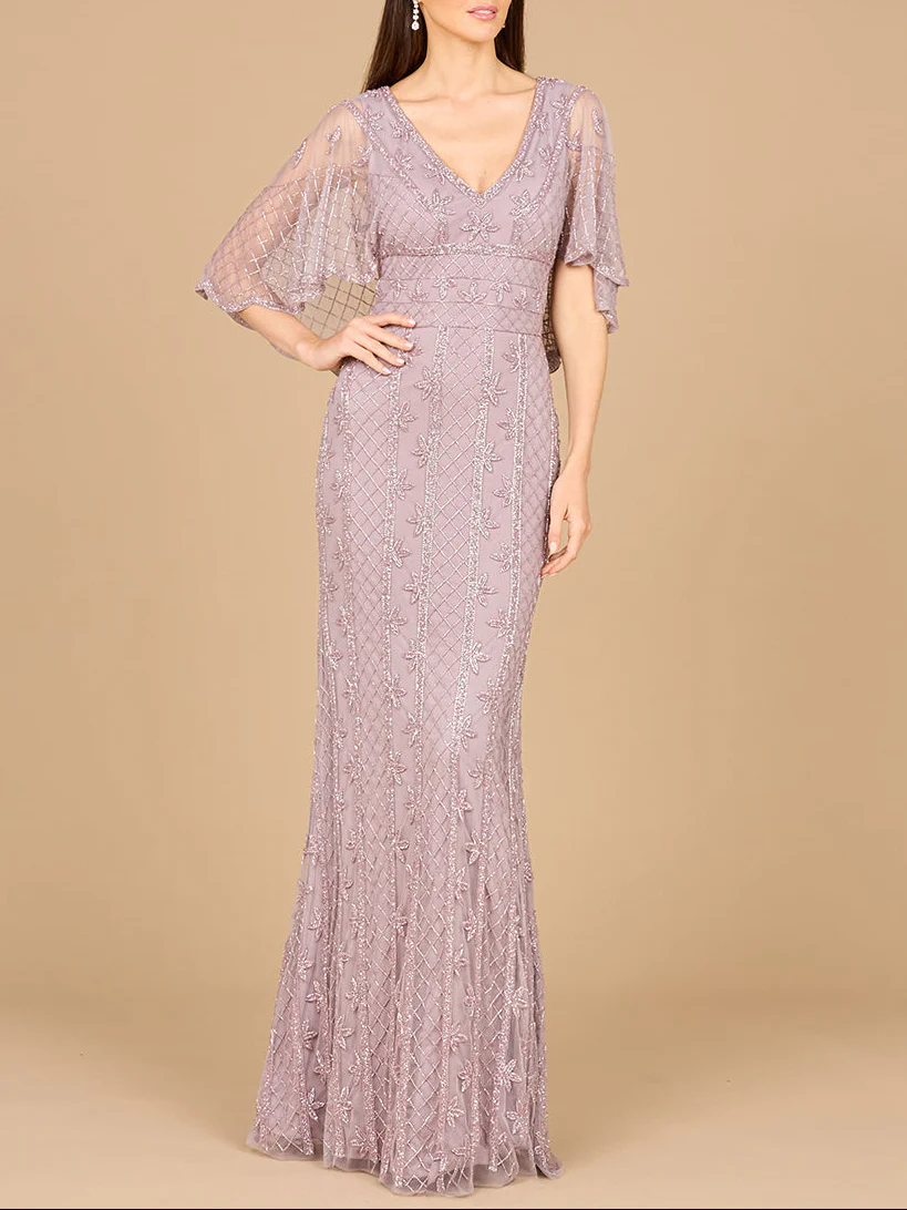 Cape Sleeve Mermaid Gown - Image 2