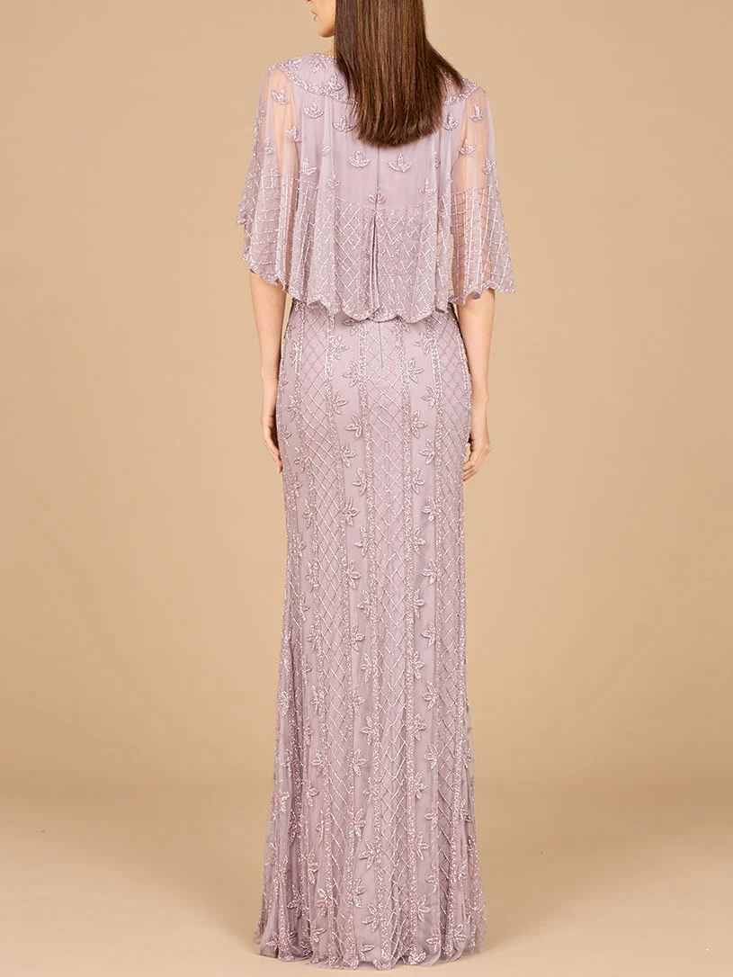 Cape Sleeve Mermaid Gown - Image 3