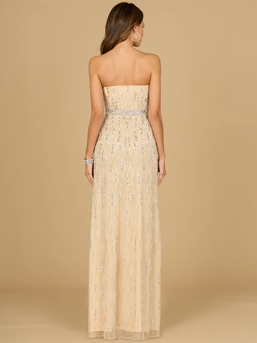 Strapless Beaded Gown with Slit - OUTLET - Image 3