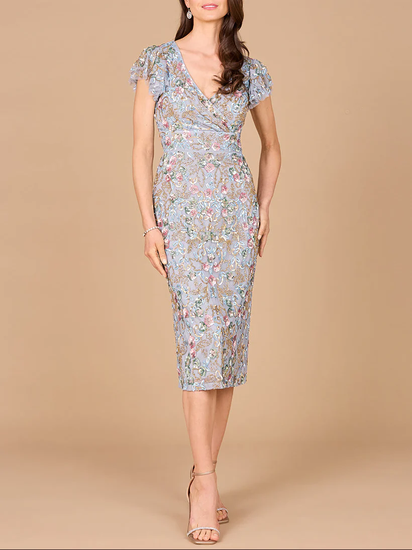 Floral Beaded Midi Dress