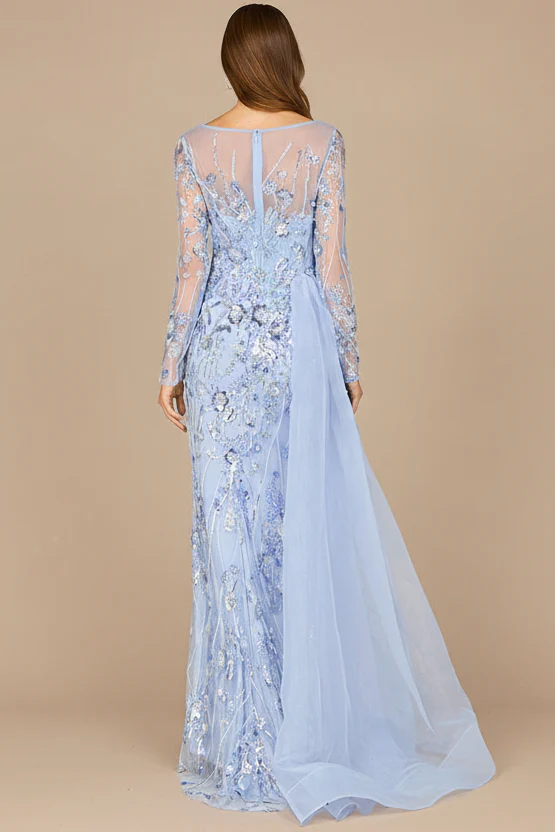 Asymmetrical Overlay Gown with Sleeves - Image 2