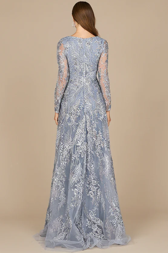Lace Long Sleeve Gown with Overskirt - Image 3