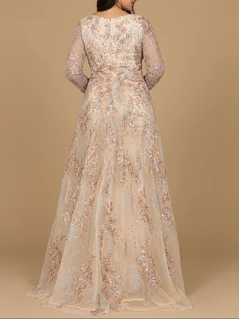Lace Long Sleeve Gown with Overskirt - Image 4