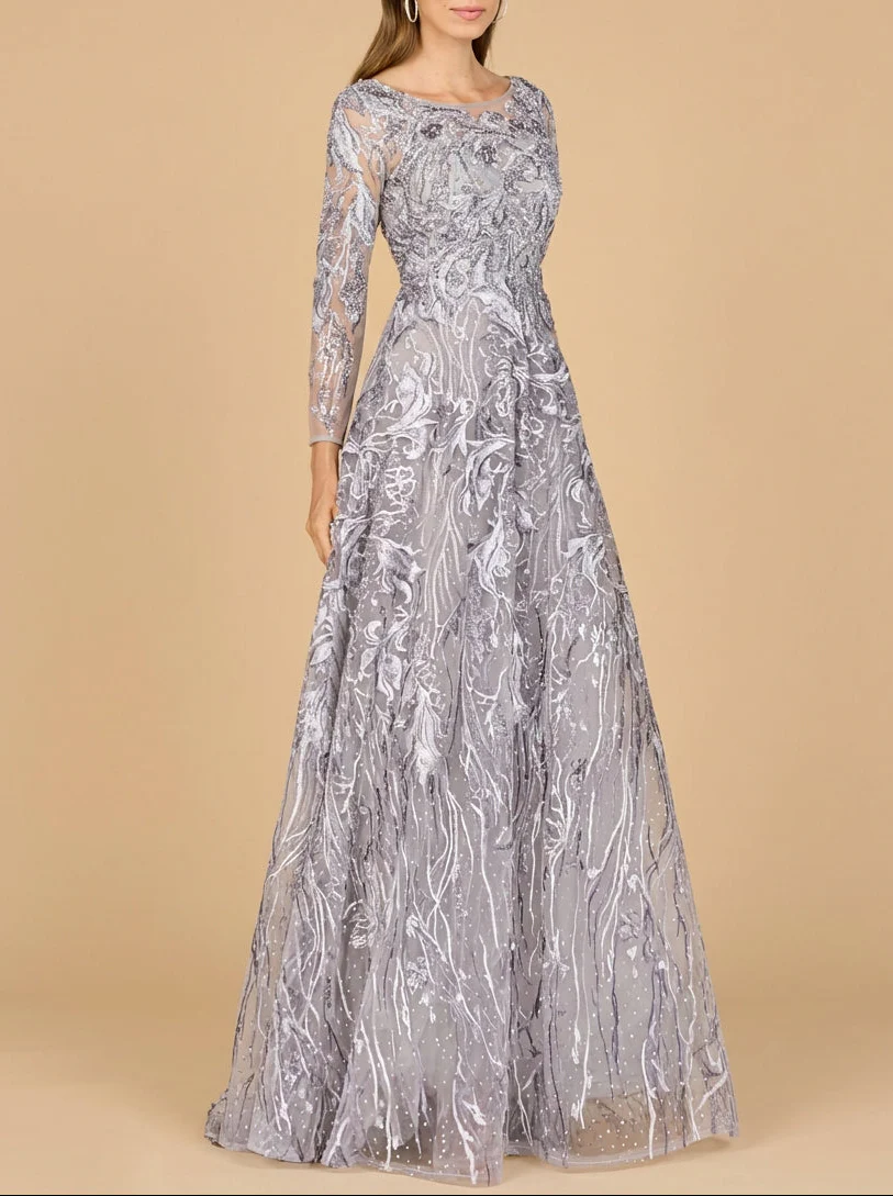 Long Sleeve Modest A-line Gown