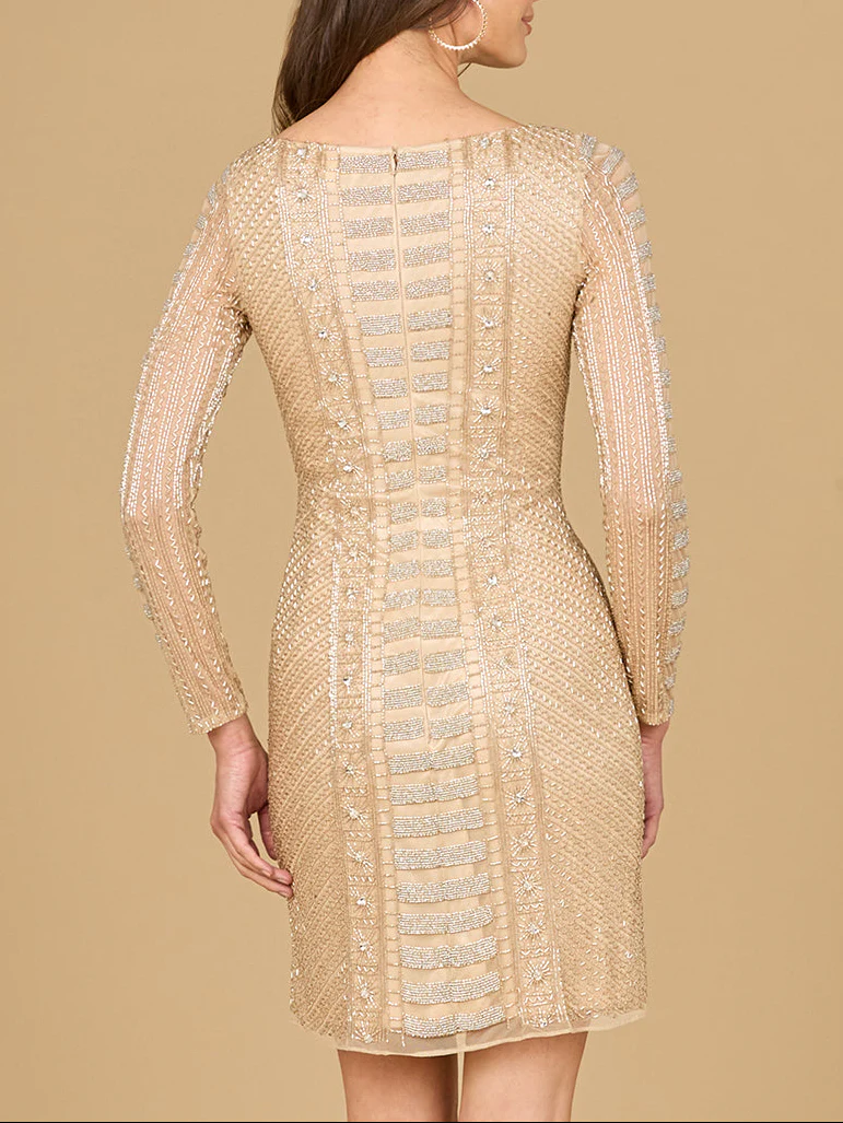Long Sleeve, High Neck Cocktail Dress - Image 3
