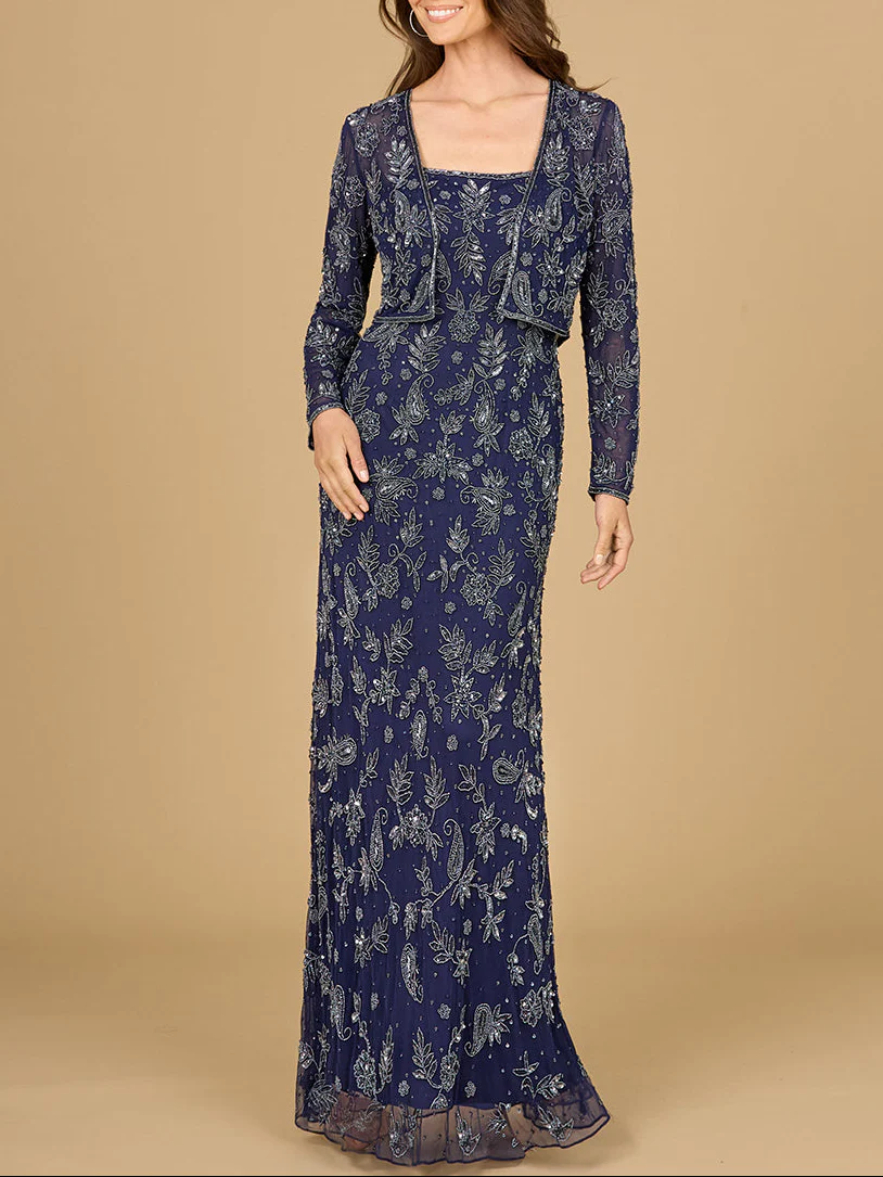 Sheath Gown with Long Sleeve Jacket - Image 2