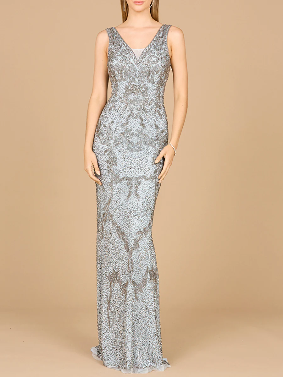 Cowl Back Classy Beaded Dress