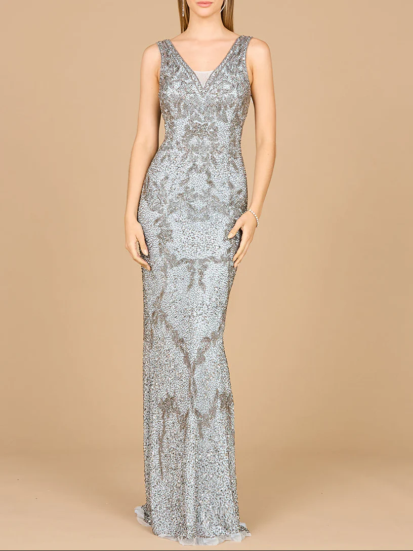 Cowl Back Classy Beaded Dress - Image 2