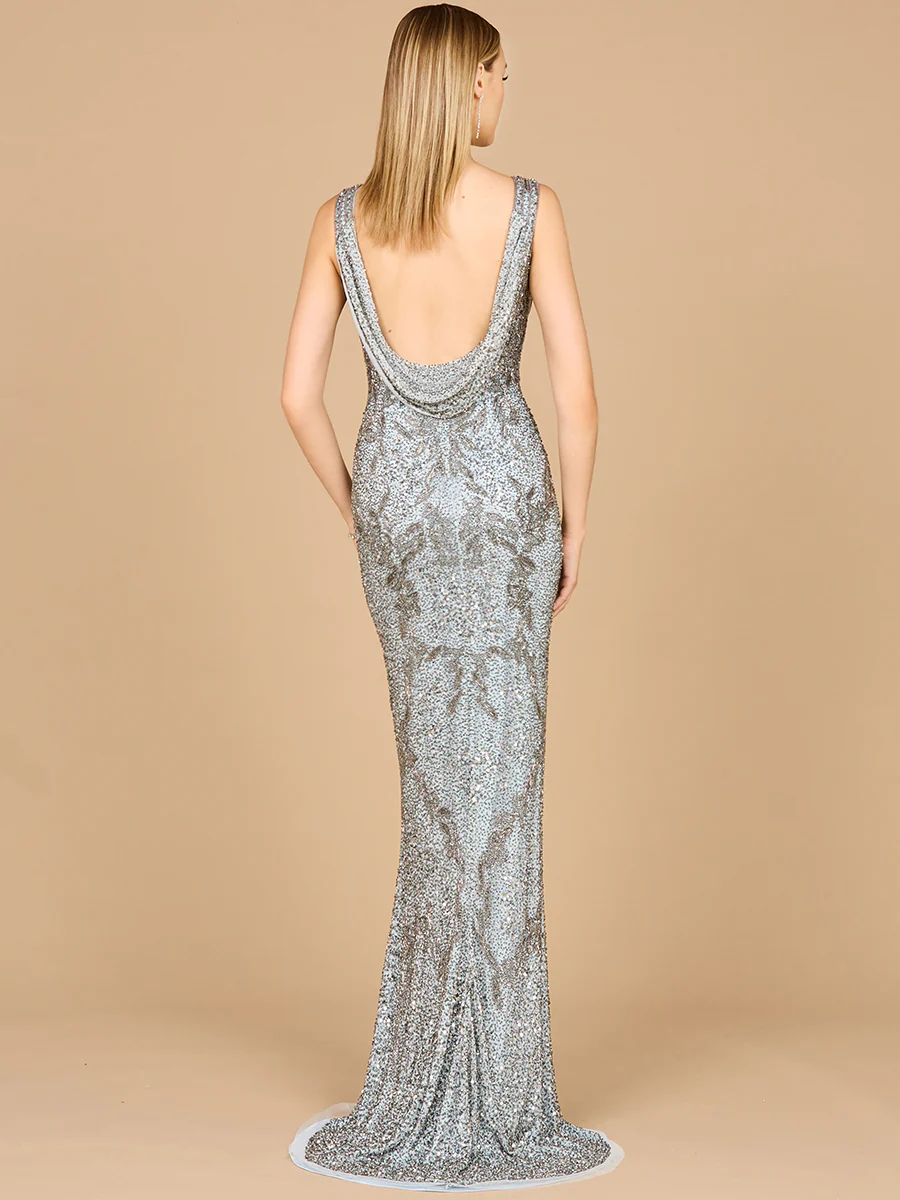 Cowl Back Classy Beaded Dress - Image 3