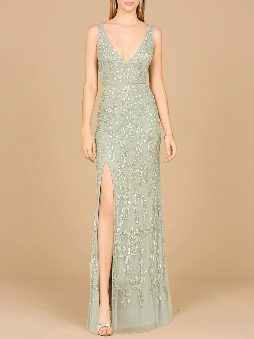 Embellished Gown with Slit - OUTLET - Image 2