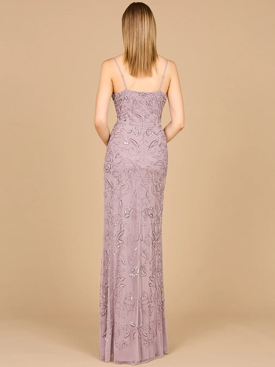 Embellished Gown with Slit And Spaghetti Straps  - OUTLET - Image 3