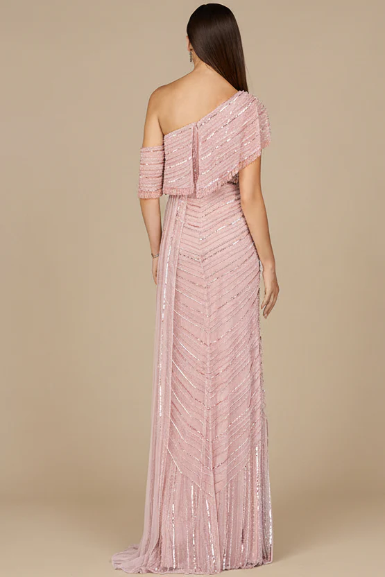 Off Shoulder Sheath Beaded Gown - Image 2