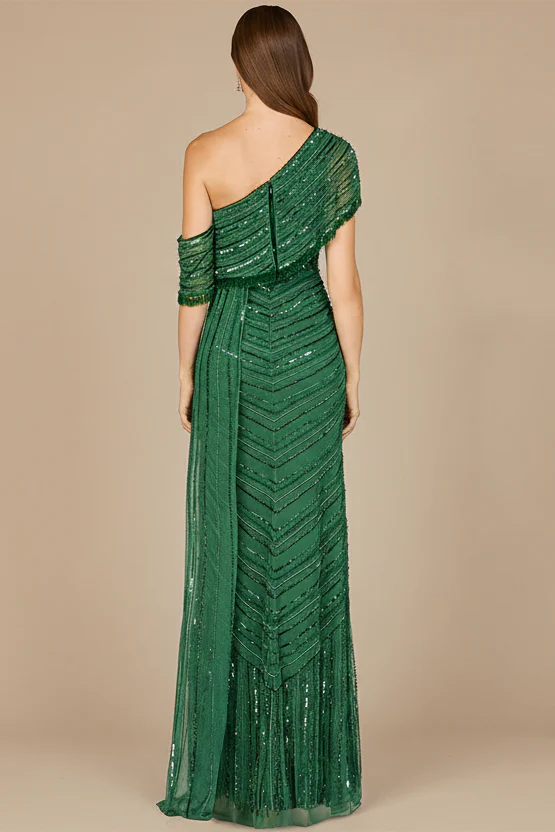 Off Shoulder Sheath Beaded Gown - Image 4