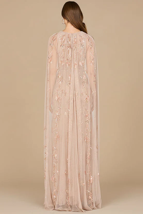 Mermaid Beaded Dress with Long Cape - OUTLET - Image 3