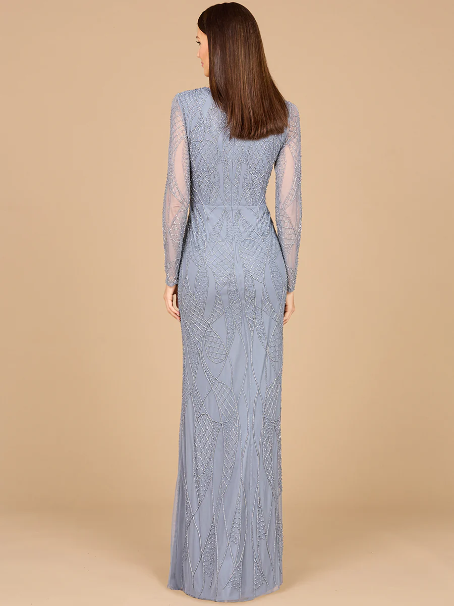 V Neck Beaded Long Sleeve Dress - Image 5