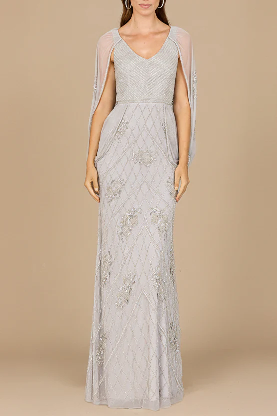 Beaded Cape Sleeve Dress