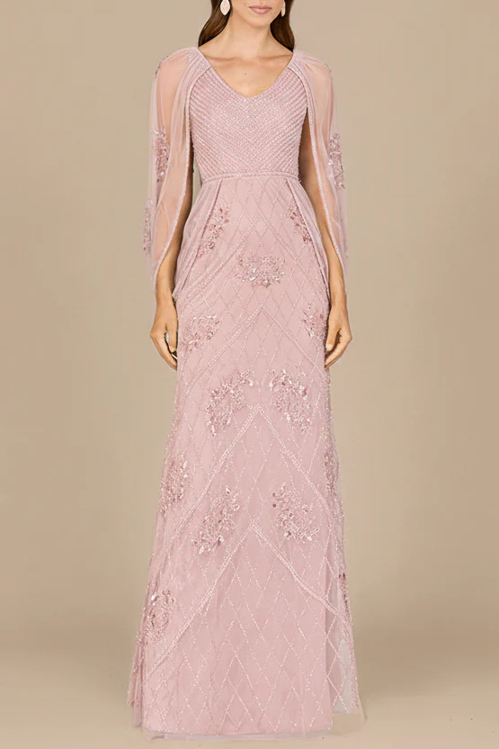 Beaded Cape Sleeve Dress - Image 3