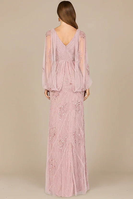 Beaded Cape Sleeve Dress - Image 4