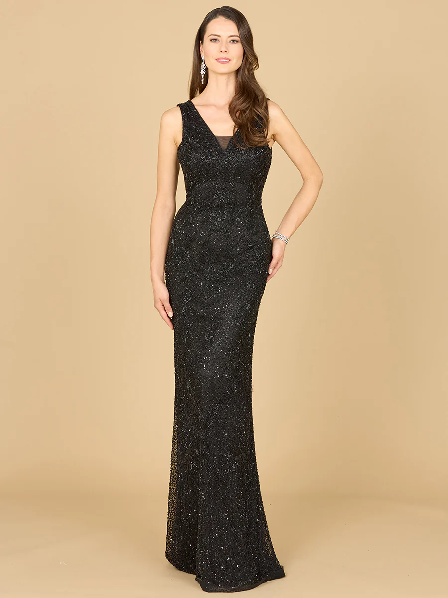 Cowl Draped Back Beaded Dress - Image 2