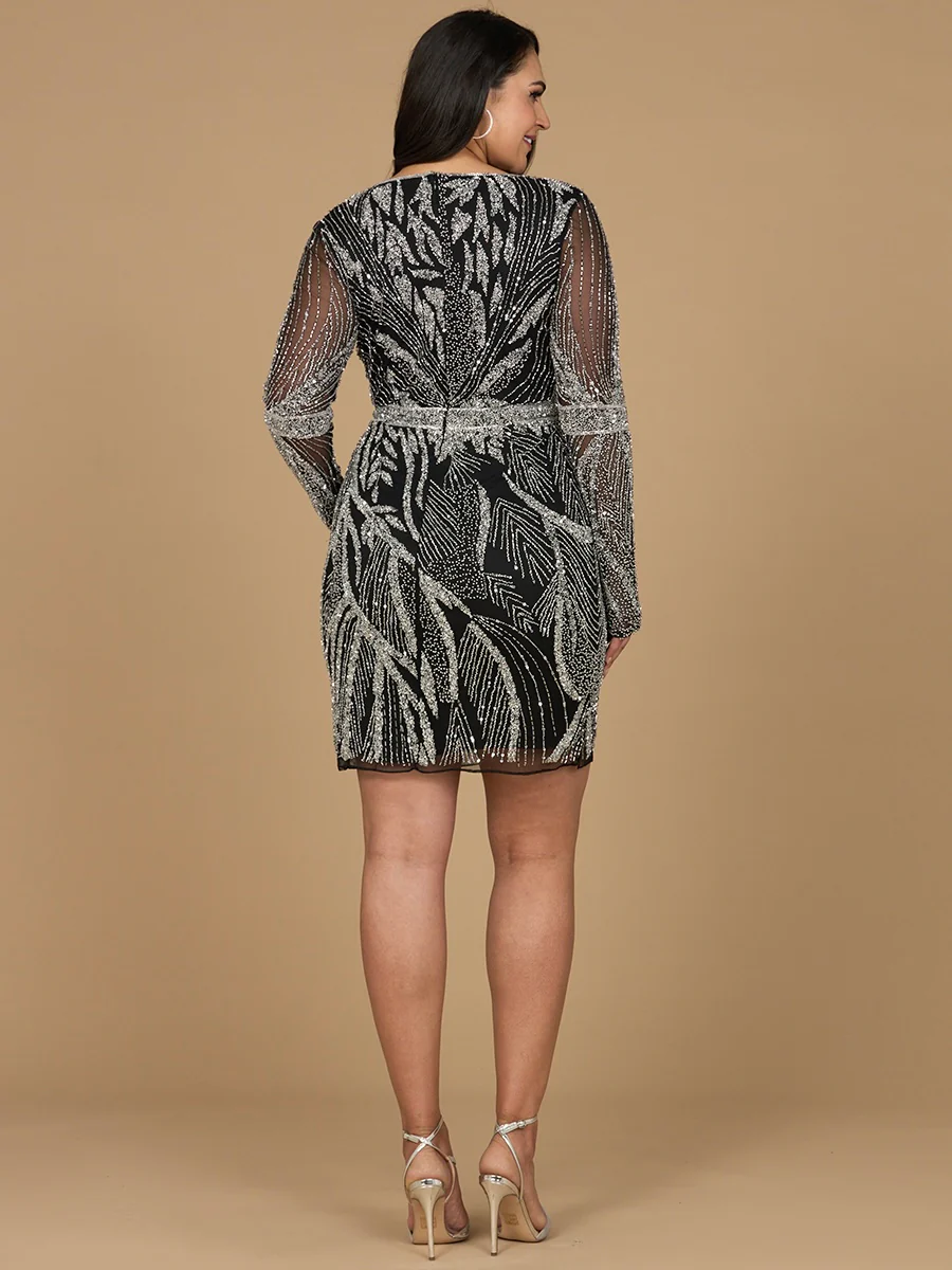 Long Sleeve V-Neck Cocktail Dress - Image 7
