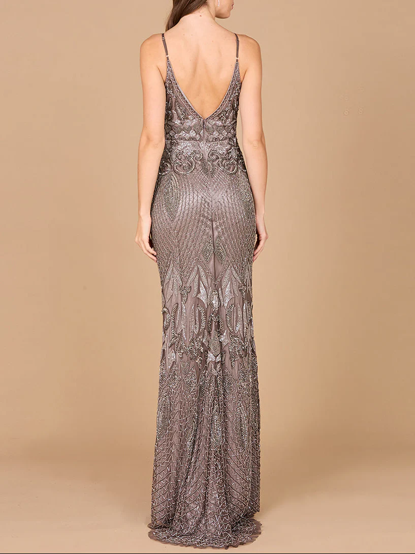 Sleeveless V-Neck Beaded Dress - Image 2