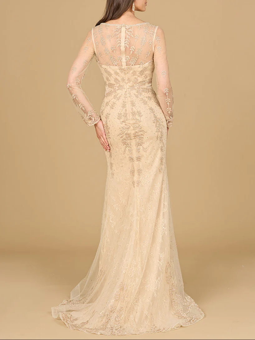 Long Sleeve Lace Mermaid Gown - Image 3