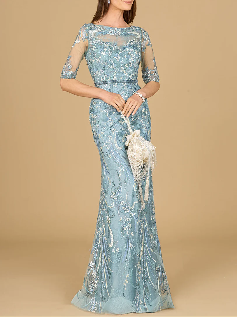 Short Sleeve Lace Fitted Gown - Image 2