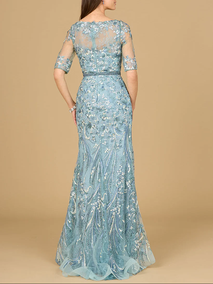 Short Sleeve Lace Fitted Gown - Image 3