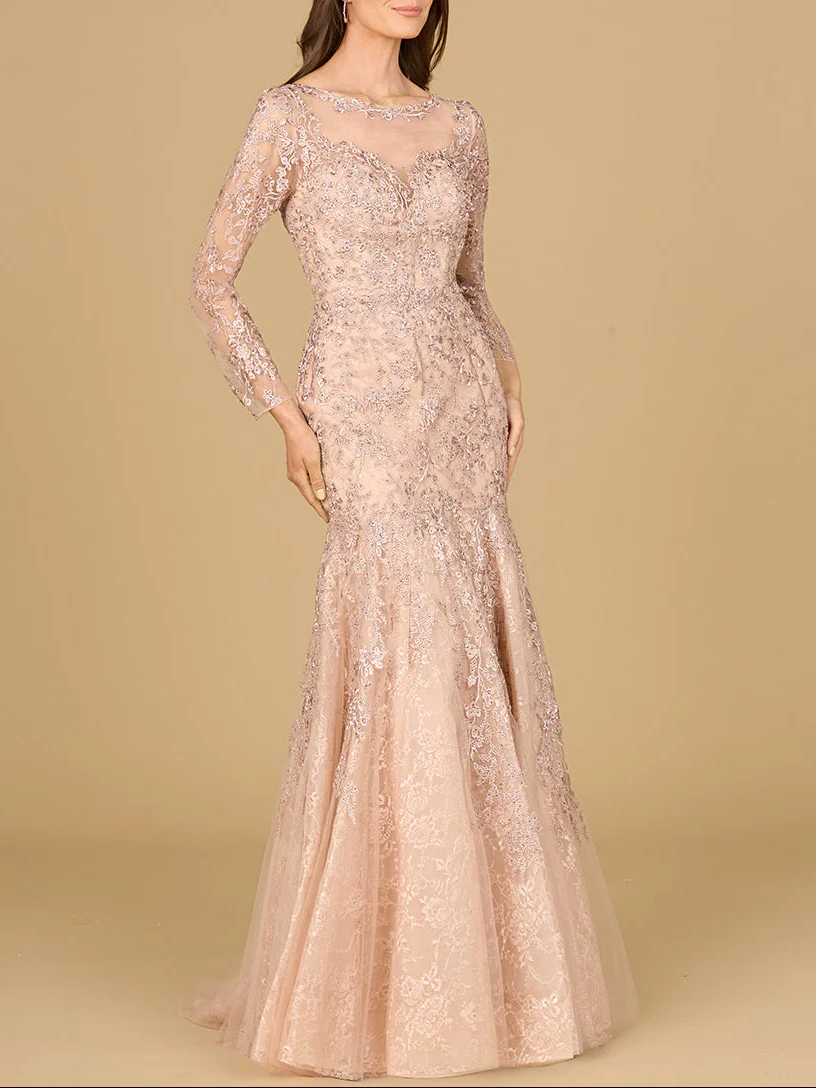 Long Sleeve, Mermaid Lace Gown - Image 2