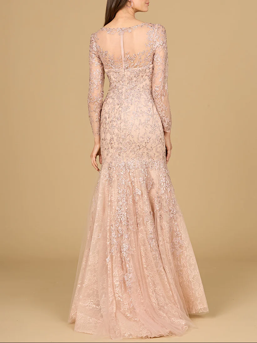 Long Sleeve, Mermaid Lace Gown - Image 3