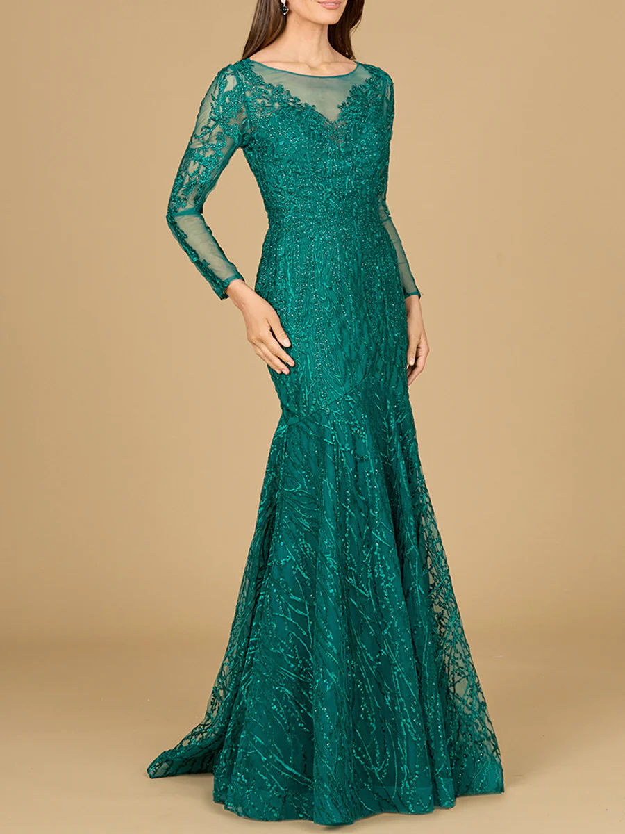 Mermaid, Long Sleeve Lace Gown