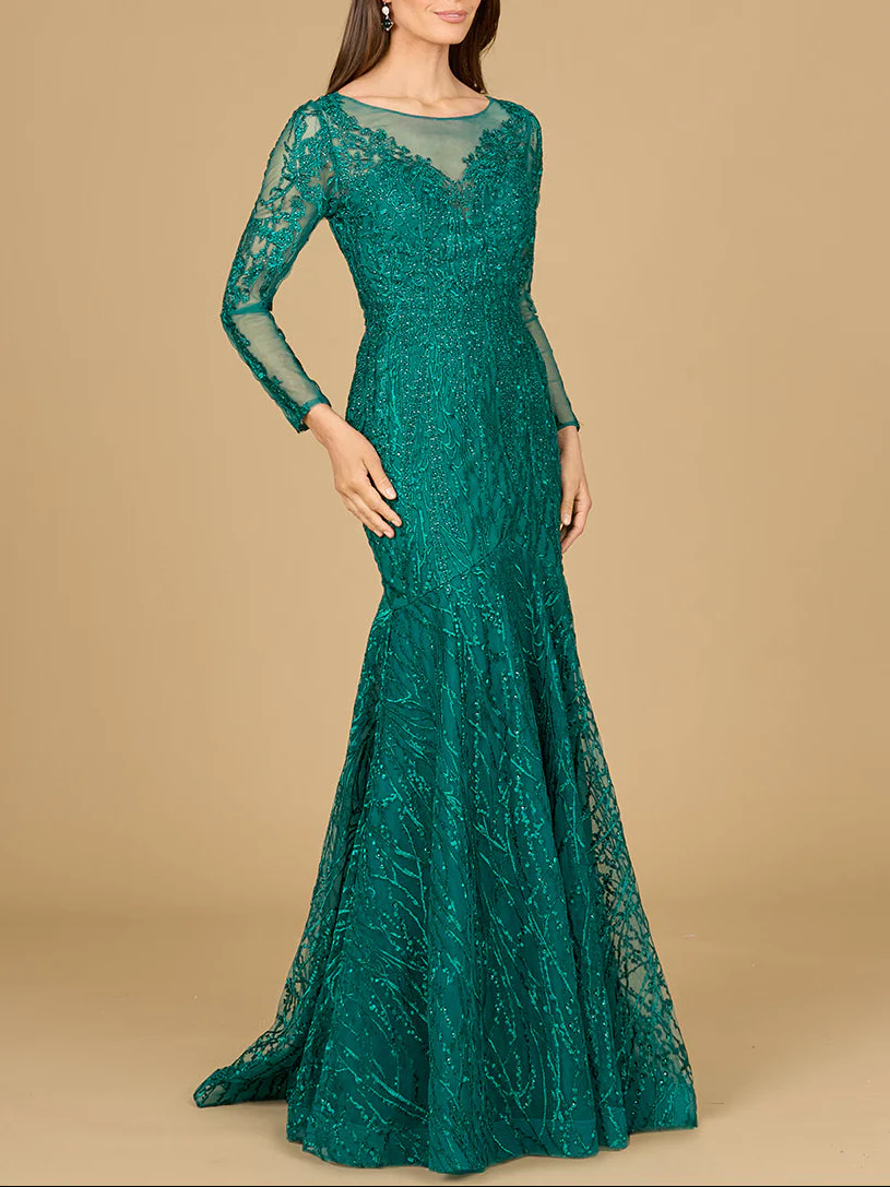 Mermaid, Long Sleeve Lace Gown - Image 2