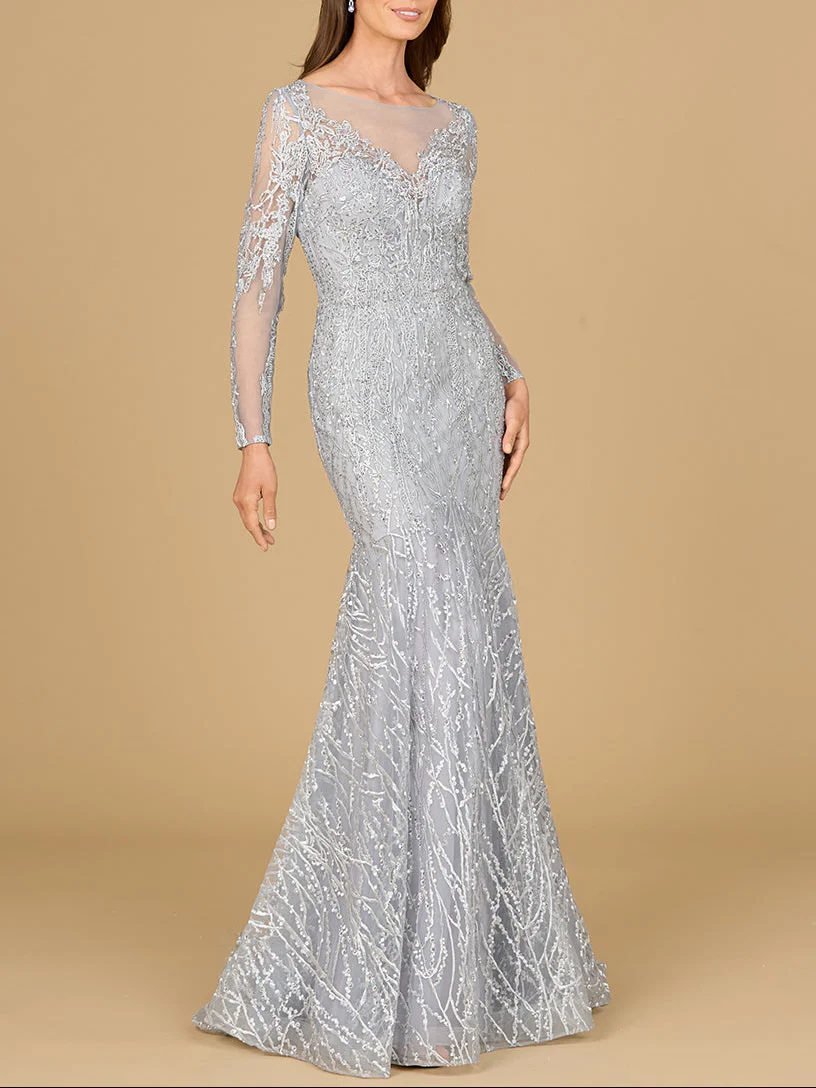 Mermaid, Long Sleeve Lace Gown - Image 3