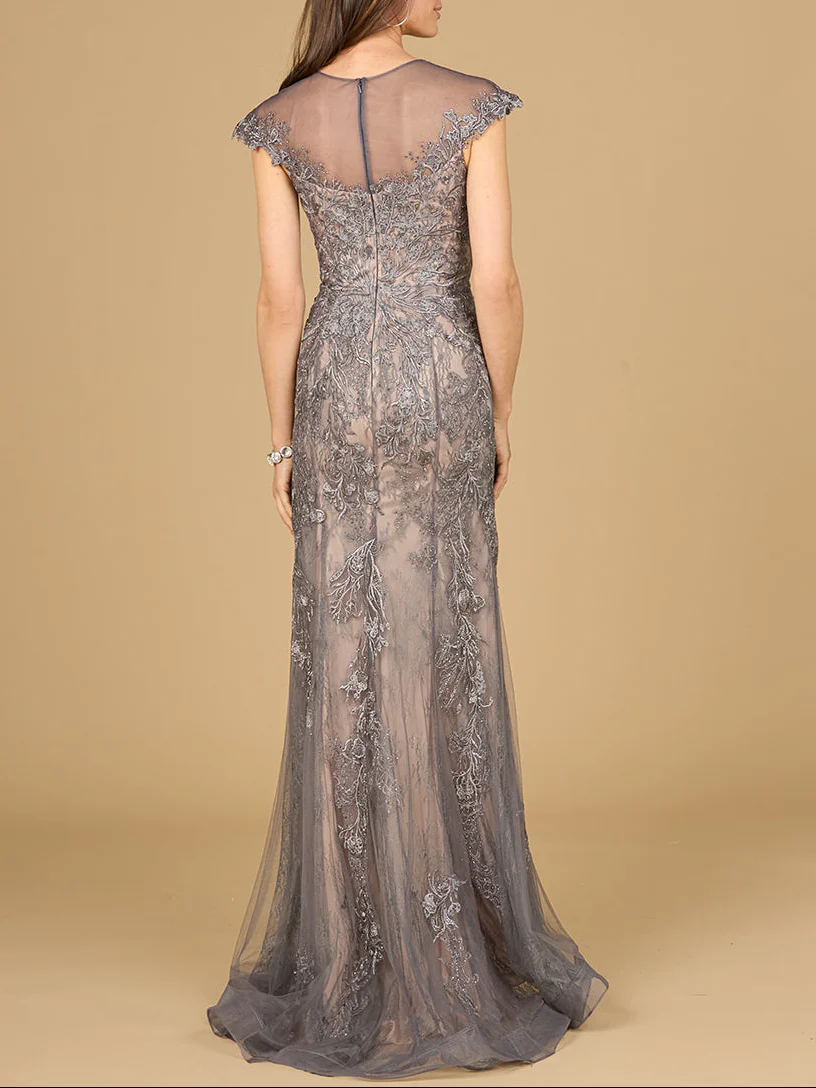 Sheath Lace Gown with Cap Sleeves - Image 3