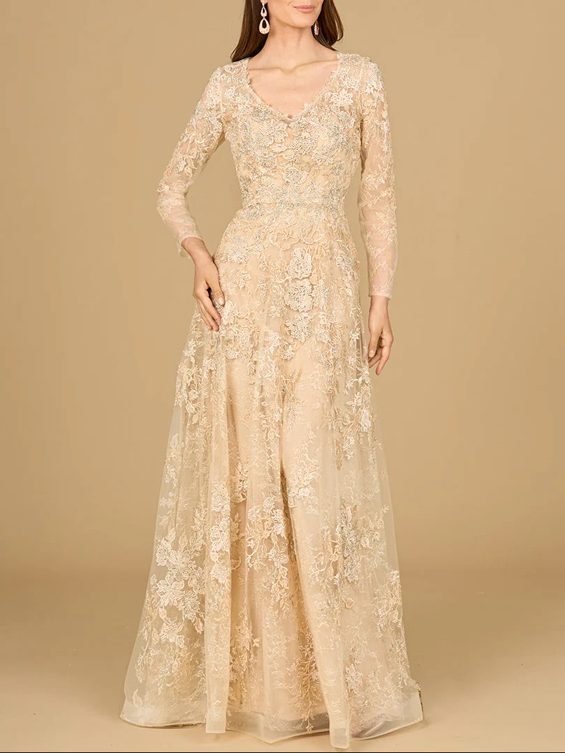 Lace Ballgown with Long Sleeves - Image 2