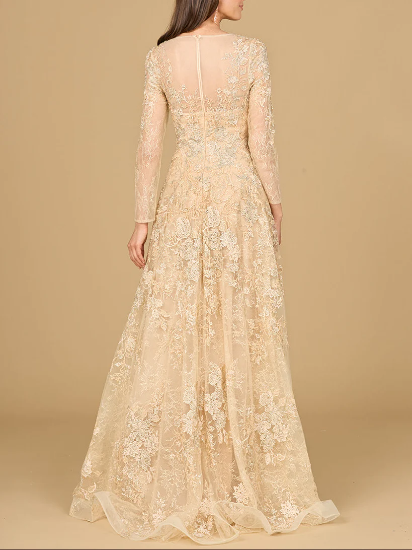 Lace Ballgown with Long Sleeves - Image 3