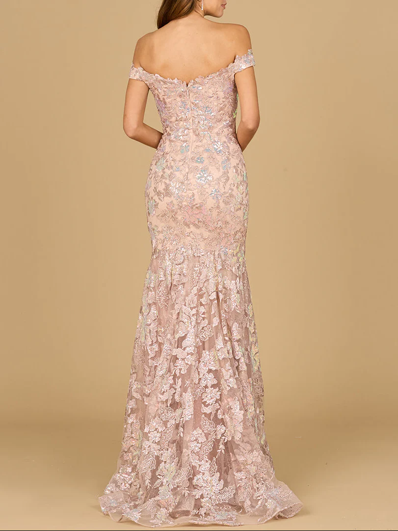 Off Shoulder Mermaid Beaded Gown - Image 3