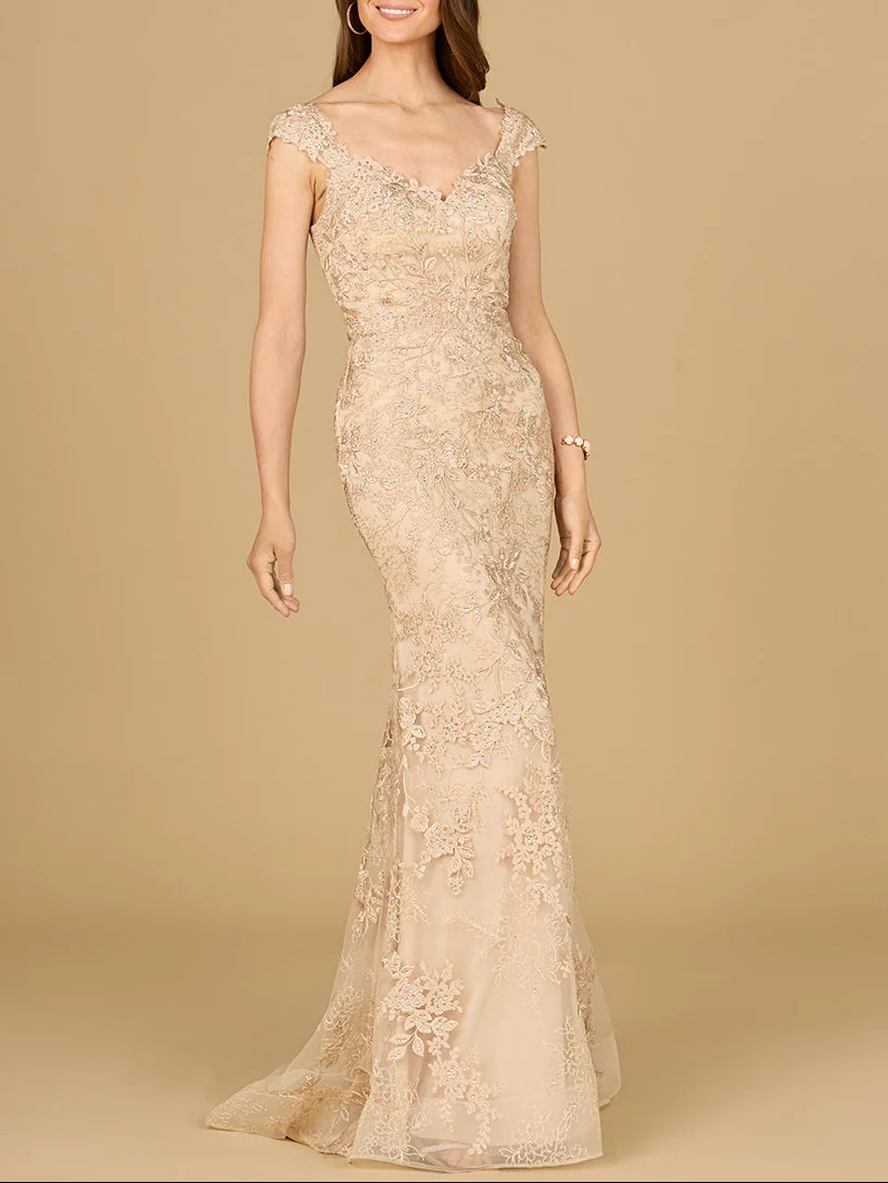 Mermaid Lace Gown with Cap Sleeves - Image 2