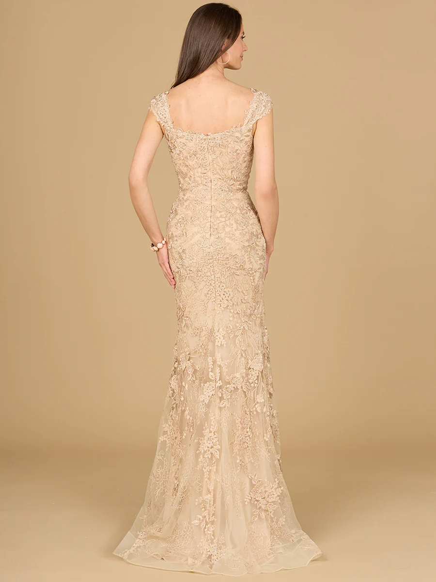 Mermaid Lace Gown with Cap Sleeves - Image 3