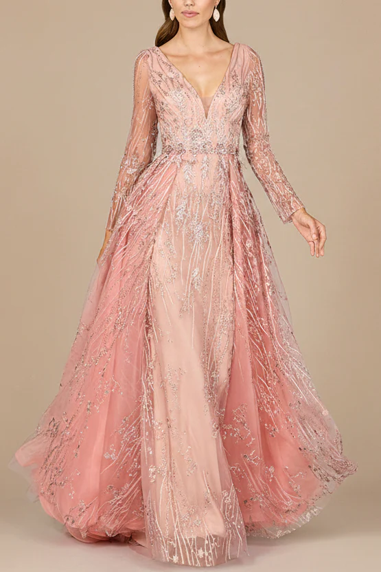 Elegant Overskirt Dress with Long Sleeves - Image 2