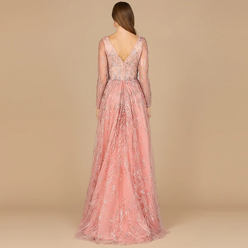 Elegant Overskirt Dress with Long Sleeves - Image 3