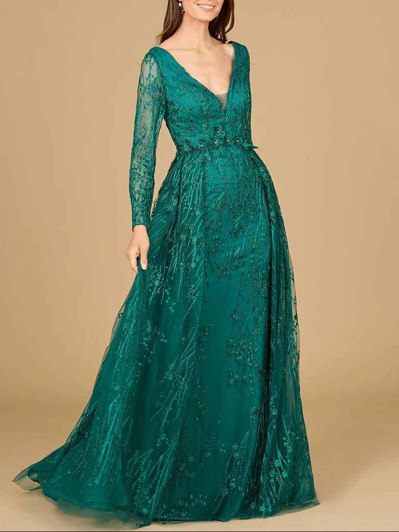 Elegant Overskirt Dress with Long Sleeves - Image 4